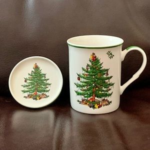 NIB - Spode Christmas Tree Ceramic Mug & Coaster Set
